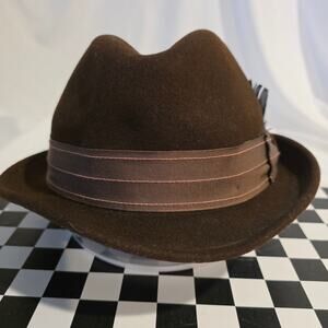 Vintage‎ Bailey of Hollywood Brown Wool Fedora Hat 100% Virgin Wool USA Large